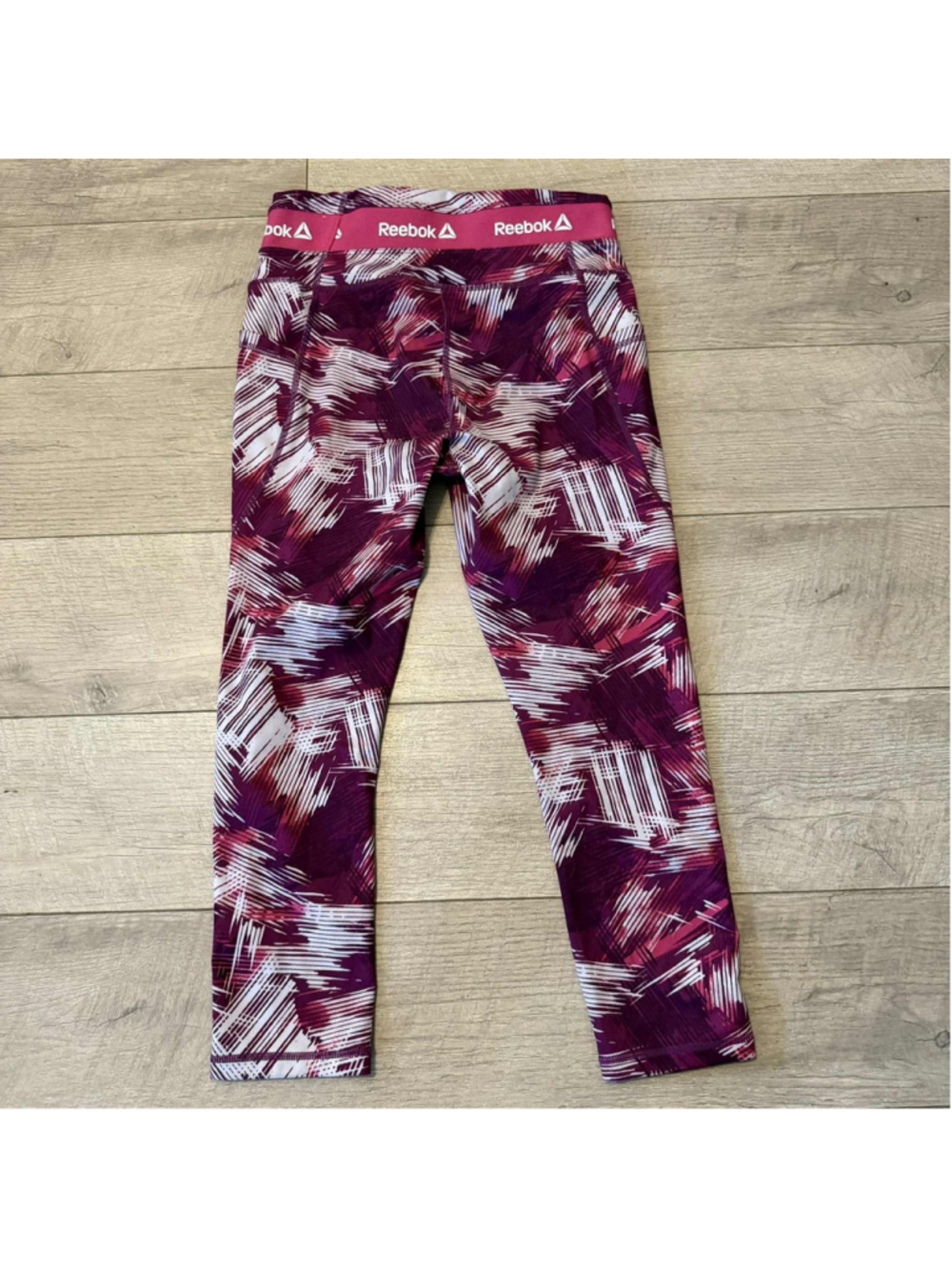 Girls Reebok Leggings Size S Purple White Patterned Athletic Pants